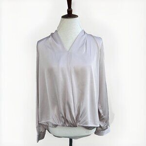 Glamorous Beige Satin Lightweight Blouse Top Women's Size M L
